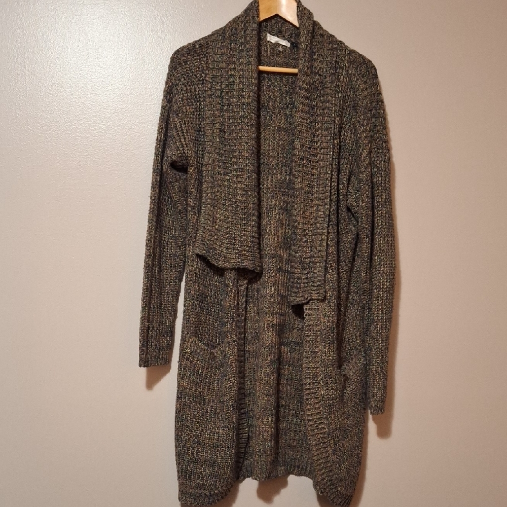 Altar'd State Fall-colored Cardigan With Faux Scarf